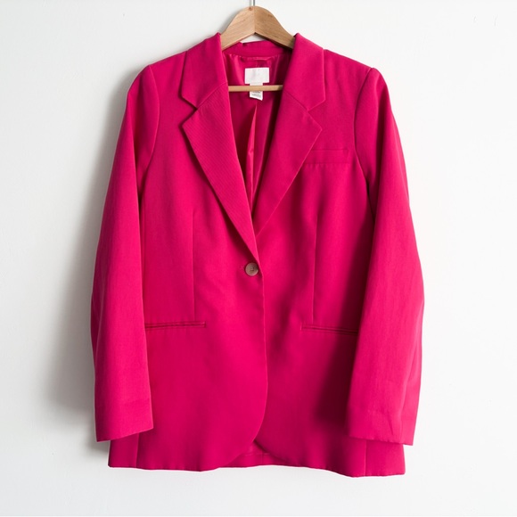 H&M Jackets & Blazers - H&M Double-Breasted Structured Pink Blazer - Size Small